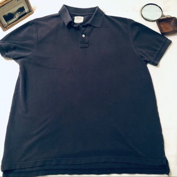 J. Crew Factory Polo Shirt Navy Blue Pique Two Button Men's size Large - Picture 5 of 8
